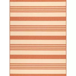 Orange Robin Stripe Outdoor Rug, 5x8
