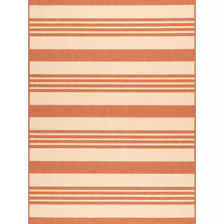 Orange Robin Stripe Outdoor Rug, 5x8