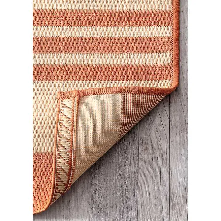 Orange Robin Stripe Outdoor Rug, 5x8