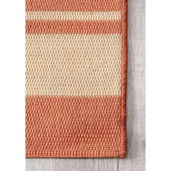 Orange Robin Stripe Outdoor Rug, 5x8