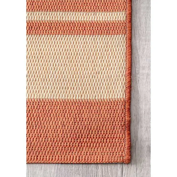 Orange Robin Stripe Outdoor Rug, 5x8