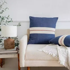 Orange Single Stripe Navy Pillow