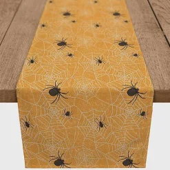 Orange Spiderwebs Halloween Table Runner, 90 in.
