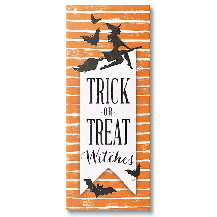 Orange Stripe Trick or Treat Wall Plaque