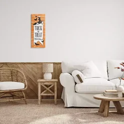 Orange Stripe Trick or Treat Wall Plaque