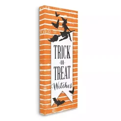 Orange Stripe Trick or Treat Wall Plaque