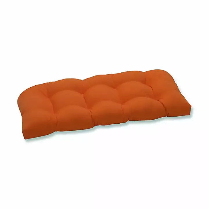 Orange Tufted Outdoor Settee Cushion