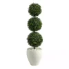Outdoor Ball Boxwood Topiary in White Planter