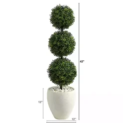 Outdoor Ball Boxwood Topiary in White Planter
