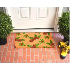 Outdoor Holly and Pine Christmas Doormat
