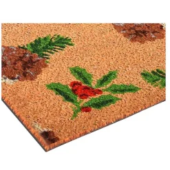 Outdoor Holly and Pine Christmas Doormat