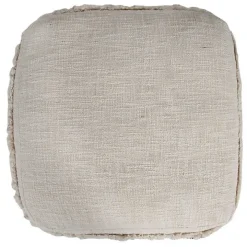 Pale Beige Tufted Stripe Cotton Square Pouf