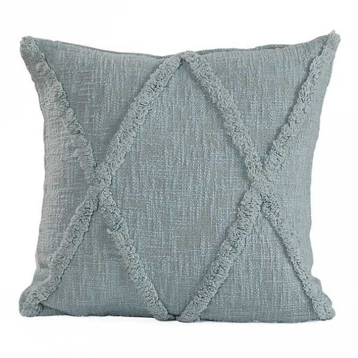Pastel Blue Tufted Diamond Pillow, 18 in.