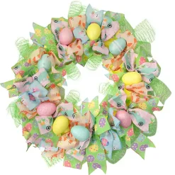Pastel Easter Eggs and Ribbons Wreath