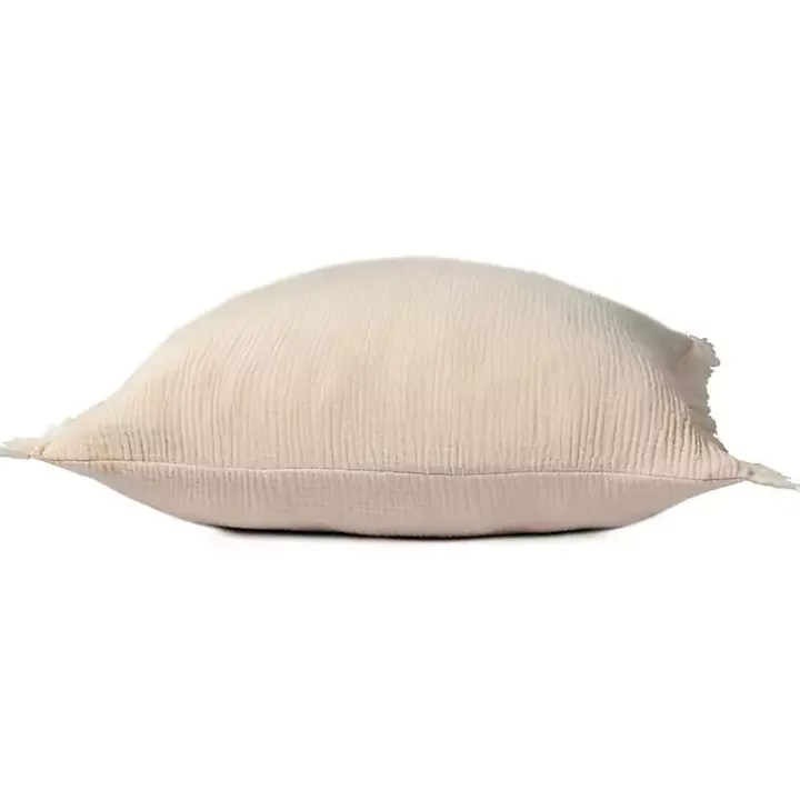 Peach Gauze Organic Fringe Throw Pillow
