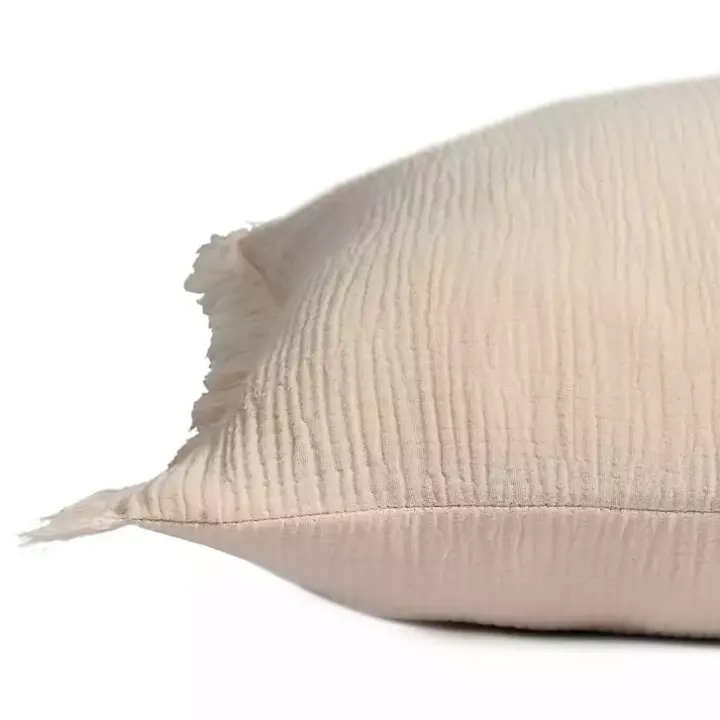 Peach Gauze Organic Fringe Throw Pillow