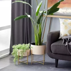 Peach Iron X-Base Planters, Set of 2