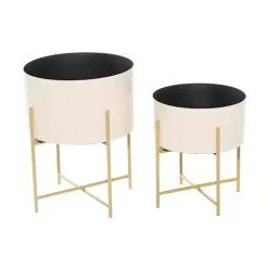 Peach Iron X-Base Planters, Set of 2