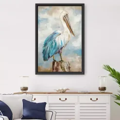 Pelican Perch Framed Canvas Art Print, 24x36 in.