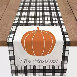 Personalized Black and White Plaid Table Runner