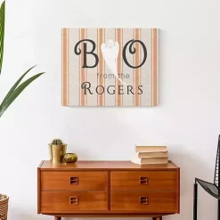 Personalized Boo Ghostly Stripes Wall Plaque