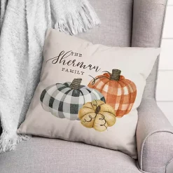 Personalized Buffalo Check Pumpkins Outdoor Pillow