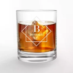 Personalized Diamond Whiskey Glasses, Set of 2