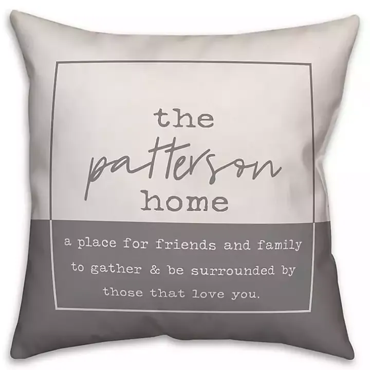 Personalized Gray and White Our Home Pillow