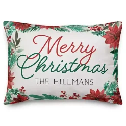 Personalized Merry Christmas Poinsettia Pillow
