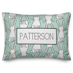 Personalized Mint Easter Bunny Outdoor Pillow