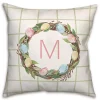 Personalized Monogram Easter Egg Wreath Pillow