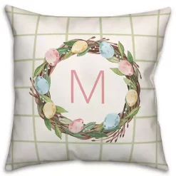 Personalized Monogram Easter Egg Wreath Pillow