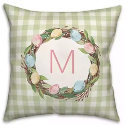 Personalized Monogram Egg Wreath Pillow