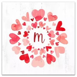 Personalized Monogram Hearts Canvas Wall Plaque