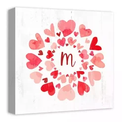 Personalized Monogram Hearts Canvas Wall Plaque