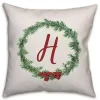 Personalized Monogram Ribbon Wreath Outdoor Pillow