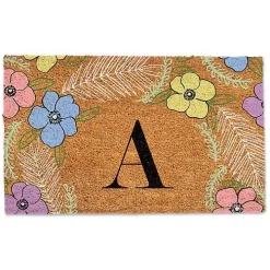 Personalized Monogram Spring Flowers Coir Doormat