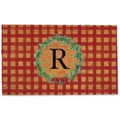 Personalized Plaid Christmas Monogram Doormat