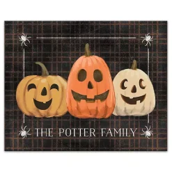 Personalized Plaid Jack O Lanterns Canvas Print