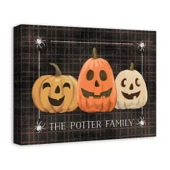 Personalized Plaid Jack O Lanterns Canvas Print
