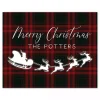 Personalized Plaid Santa Sleigh Canvas Wall Plaque