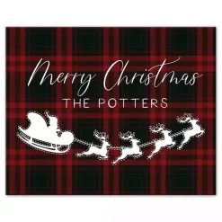 Personalized Plaid Santa Sleigh Canvas Wall Plaque