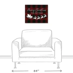 Personalized Plaid Santa Sleigh Canvas Wall Plaque