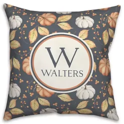 Personalized Pumpkin & Leaves Monogram Pillow