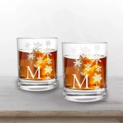 Personalized Snowflake Whiskey Glasses, Set of 2