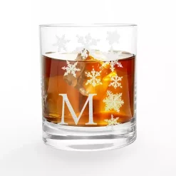 Personalized Snowflake Whiskey Glasses, Set of 2
