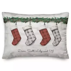Personalized Stockings Hung on Mantel Pillow