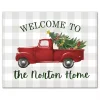 Personalized Welcome Christmas Truck Canvas Plaque