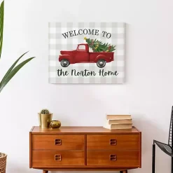 Personalized Welcome Christmas Truck Canvas Plaque