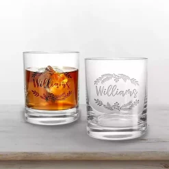Personalized Wreath Whiskey Glasses, Set of 2